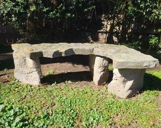 "Flintstones" style cement bench