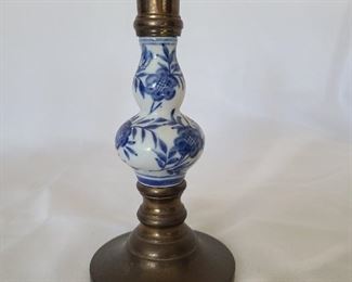 Brass & porcelain candle stick