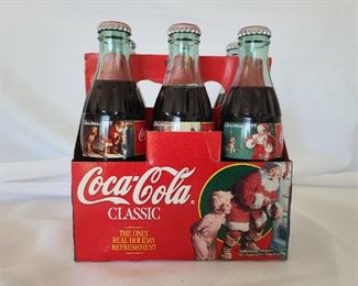 Vintage 6pk Coca-Cola Classic bottles '95 ~ Holiday Edition