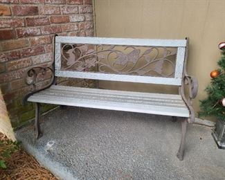 Wrought-iron and faux wood bench