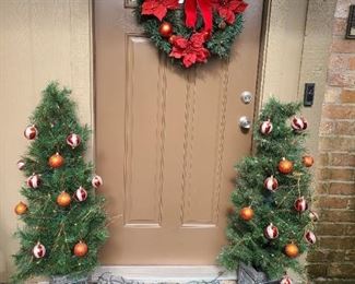 Set of matching christmas trees and door decor