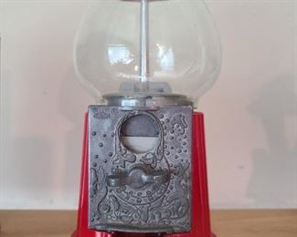 Vintage metal & glass small gum ball machine