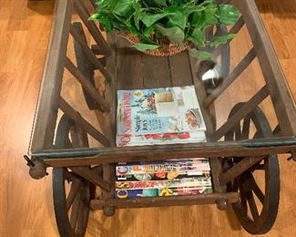 This is an original, primitive wheeled coffee table.   Questions?  Text us at 518-944-0256.  Please view our prices at www.LoverAntiques.com.  Thank You!