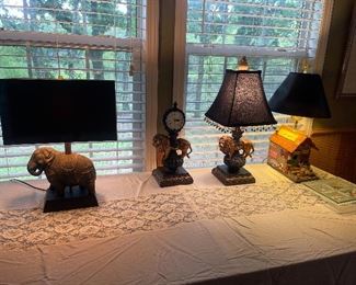 Lion and Elephant Lamps