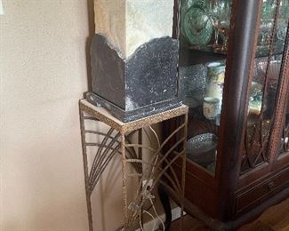 Metal plant stand with lamp