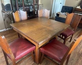 Antique Expandable Table and 5 Chairs