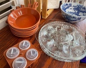 Terra Cotta Bowls and Glassware