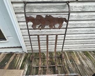 Rolling Wood Holder with Horse Decor