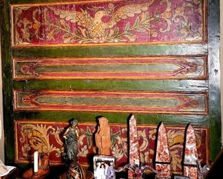 Fabulous antique painted bed headboard