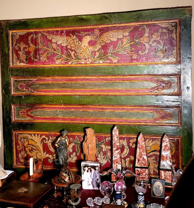 Fabulous antique painted bed headboard