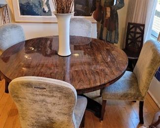 Wonderful Rosewood round table and 4 custom chairs