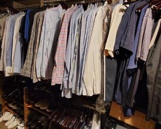 Closet full of Italian designer dress shirts, pants, shoes etc.