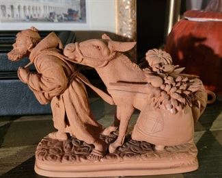 Hand sculpted Italian figure with donkey