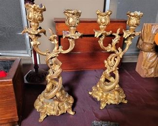 Gilt bronze candlesticks