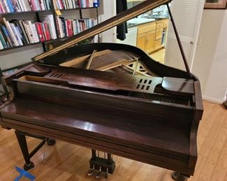Beautiful Baby Grand Piano, converted into a Piano motion sound system. Out fitted with a CD and amplified sound system. In other words, your sound system is completelyopen hidden by this Beautiful piano case!!