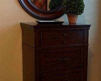 Universal Furniture West Indies Bedroom Collection: Queen Sleigh Bed, Lingerie Chest, Nightstands Pair Table Lamps Pair
Round Mirror Canvas Art Poppies
Queen Bedding Set