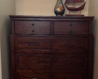 Universal Furniture West Indies Bedroom Collection: Queen Sleigh Bed, Chest of Drawers, Nightstands Pair Table Lamps Pair
Queen Bedding Set