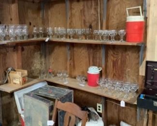 Lots and lots of crystal plus a bar set, trunk.