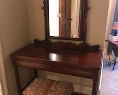 Vanity, Mirror and Stool (note:  stool not original to set)