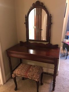 Vanity, Mirror and Stool (note:  stool not original to set)