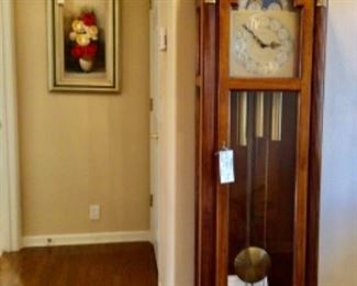 Ridgeway Grandfather Clock.  As Is.  It will not stay running.  Price is $220.00