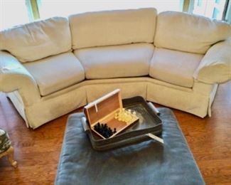 Conversational Sofa by Highland House.  Price is $180.00.  Needs to be cleaned.