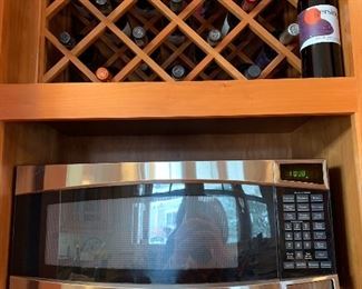 GE Profile microwave,   wine storage cabinet 