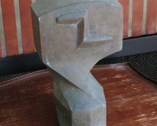 Brutalist Bronze Bust, signed
