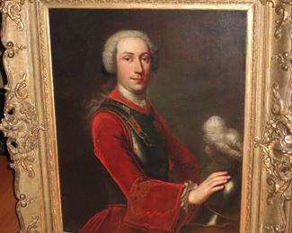 Gorgeous 18th. C. Portrait of Baron LaChaud, Quartermaster General for Louis XV (period painting), 32" tall - SOLD