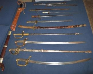 Collection of Cavalry Swords, Japanese Gunto Sword, American Bayonets, etc.
