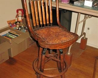 Embossed Leather Oak High Chair