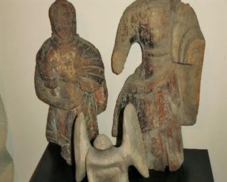 Antique Carved Monks & Griffin
