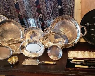 Assortment of Silverplate serving pieces.  All the Sterling in this pic is SOLD.
