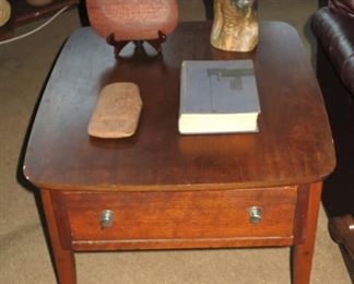 Lane Walnut Mud-Century Side Table