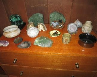 Mid-Century Chest w/ Geos & Pottery