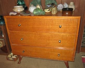 Mid-Century Chest w/ Geos & Pottery