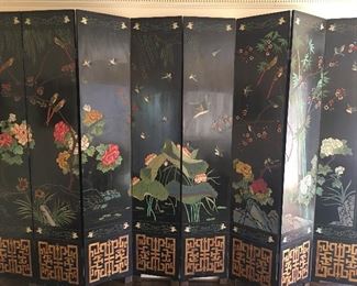 Antique 8 Panel Tall Chinese Screen 