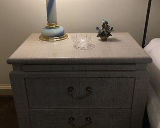 Linen Wrapped Two Drawer End Table 
