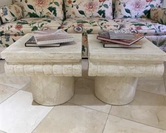 Two Plaster End Tables 