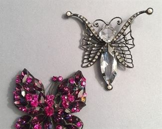 Vintage Giorgio Armani Rhinestone Brooches (butterfly as is)