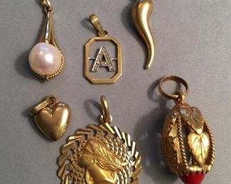 18K and 14K Gold Pendants 