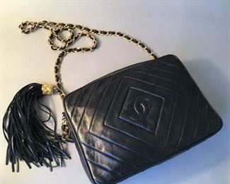 Black Leather Chanel Purse 