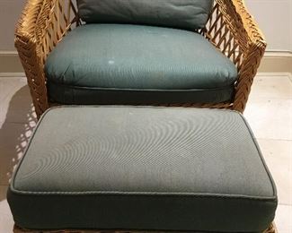 Two Sets of Vintage McGuire Chair and Ottoman ( pillows will need to be reupholstered) 