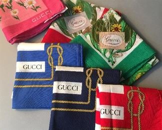 Vintage Gucci 100% Cotton Handkerchiefs 
