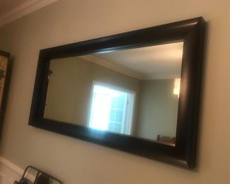 $350 -- Contemporary mirror in patinated metal frame.  Excellent condition.  Length 64" x height 26".  