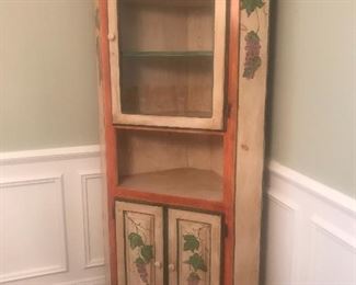 $250 -- Hand painted pine corner cabinet.   Excellent condition.  Height 79" x width 36".  