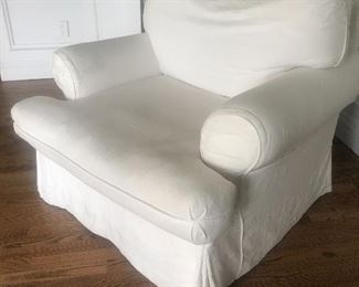 $150 -- Carlisle slip covered lounge chair.  Good clean condition with some wear.  Height 32" x depth 40" x width 40".  