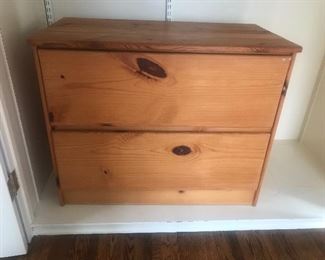 $65 -- Knotted pine two drawer file cabinet.  Excellent condition.  38"x20"30"