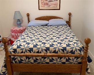 #13	Oak full size bed  with head board, foot board, mattress set rails	 $100.00 
