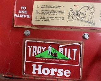 #28	Troy Bilt "Horse" tiller with plow attachment	 $500.00 
